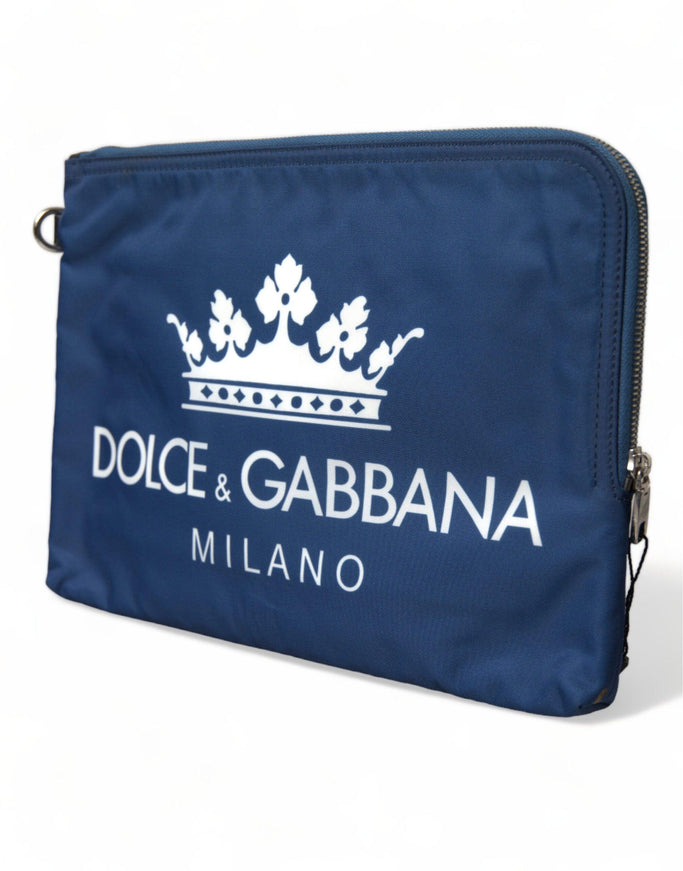 Dolce & Gabbana Blue DG Milano Print Nylon Pouch Clutch Men Bag - Ellie Belle