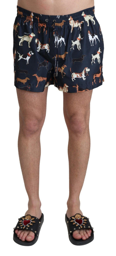 Dolce & Gabbana Blue Dog Print Beachwear Shorts Men Swimwear - Ellie Belle