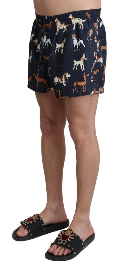 Dolce & Gabbana Blue Dog Print Beachwear Shorts Men Swimwear - Ellie Belle