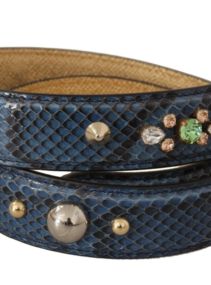 Dolce & Gabbana Blue Exotic Leather Crystals Shoulder Strap - Ellie Belle