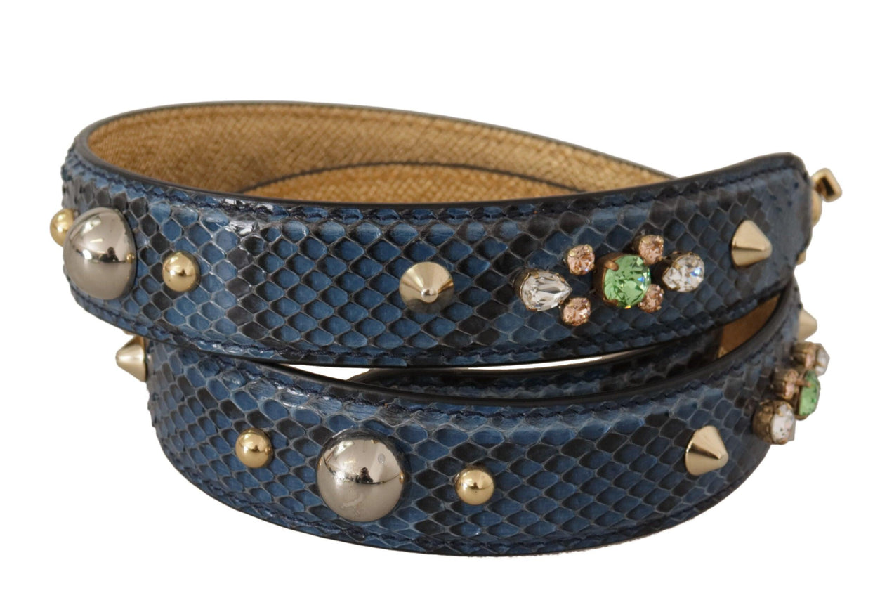 Dolce & Gabbana Blue Exotic Leather Crystals Shoulder Strap - Ellie Belle