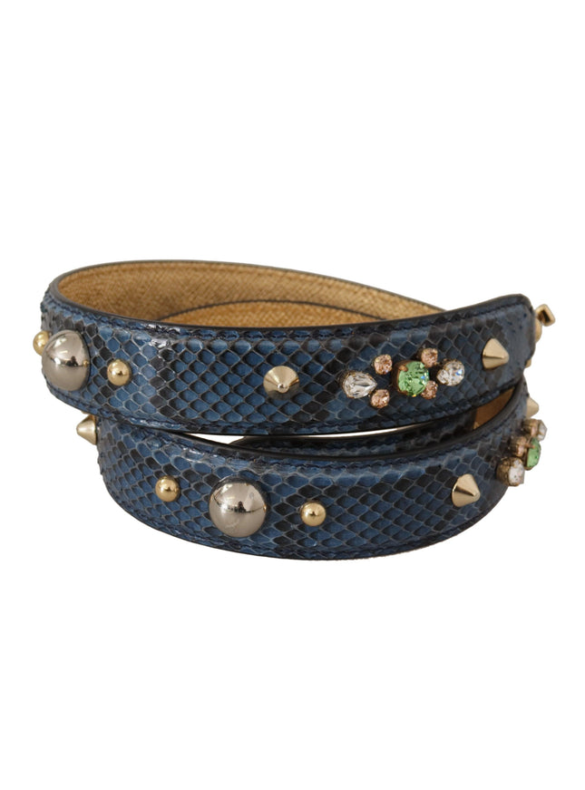 Dolce & Gabbana Blue Exotic Leather Crystals Shoulder Strap - Ellie Belle