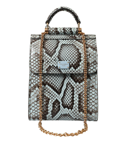 Dolce & Gabbana Blue Exotic Leather Logo Phone Crossbody Purse Bag - Ellie Belle