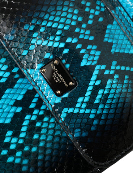 Dolce & Gabbana Blue Exotic Leather Logo Plaque Crossbody Purse Bag - Ellie Belle