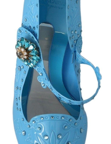 Dolce & Gabbana Blue Floral Crystal CINDERELLA Heels Shoes - Ellie Belle