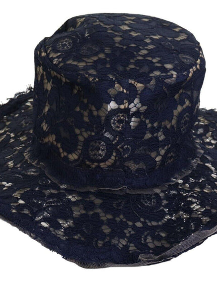 Dolce & Gabbana Blue Floral Lace Wide Brim Floppy Hat - Ellie Belle