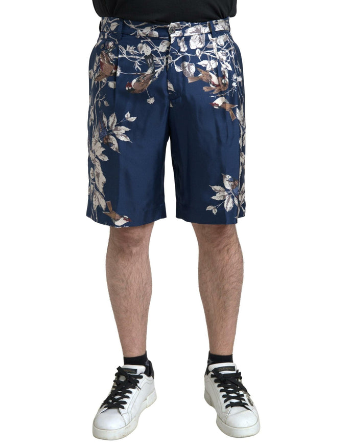 Dolce & Gabbana Blue Floral Print Silk Men Bermuda Shorts - Ellie Belle