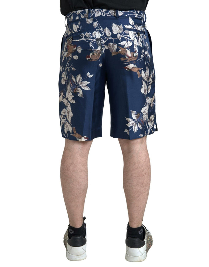 Dolce & Gabbana Blue Floral Print Silk Men Bermuda Shorts - Ellie Belle