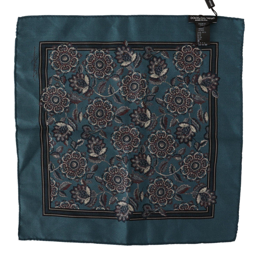 Dolce & Gabbana Blue Floral Silk Square Handkerchief Scarf - Ellie Belle