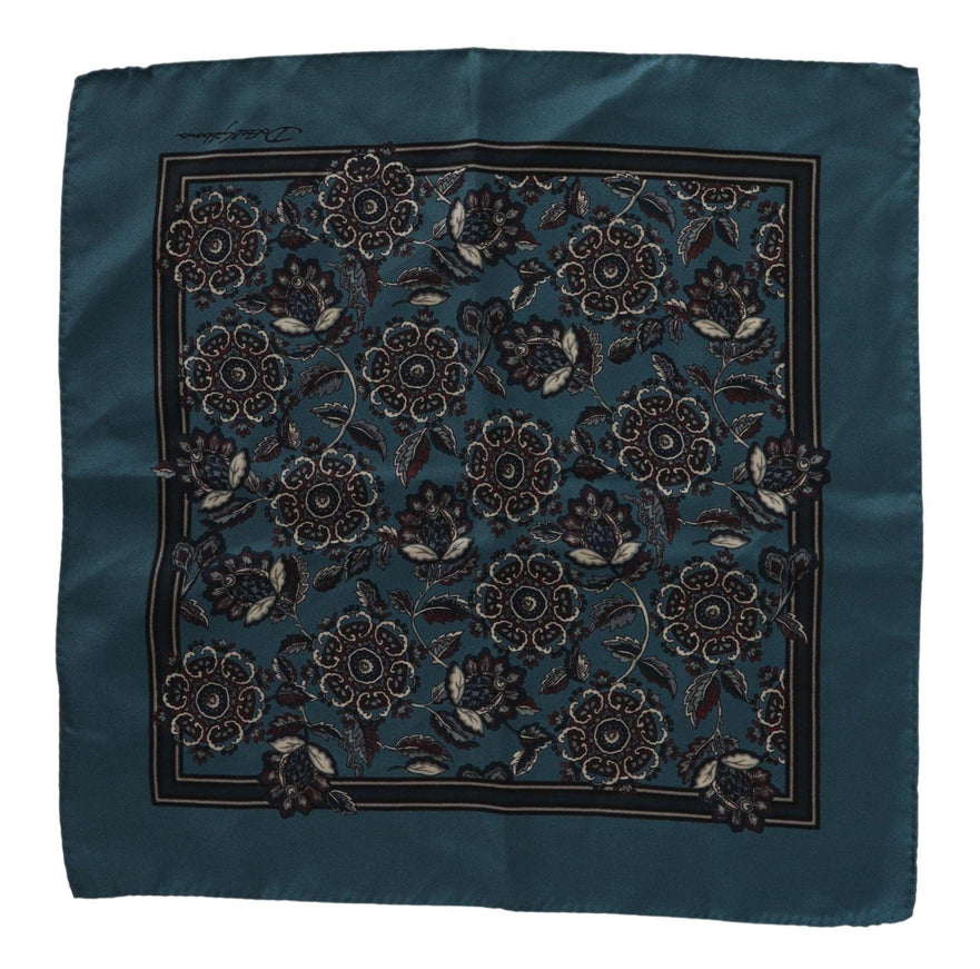 Dolce & Gabbana Blue Floral Silk Square Handkerchief Scarf - Ellie Belle