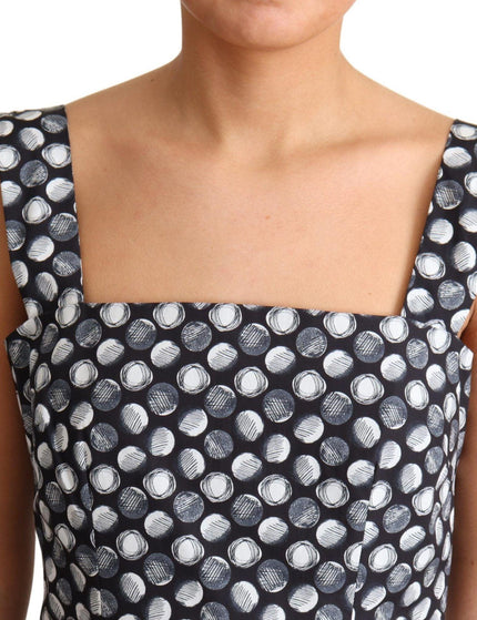 Dolce & Gabbana Blue Geometric Cotton A-Line Gown Dress - Ellie Belle