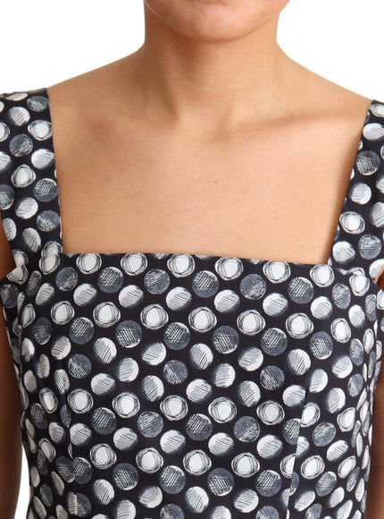 Dolce & Gabbana Blue Geometric Cotton A-Line Gown Dress