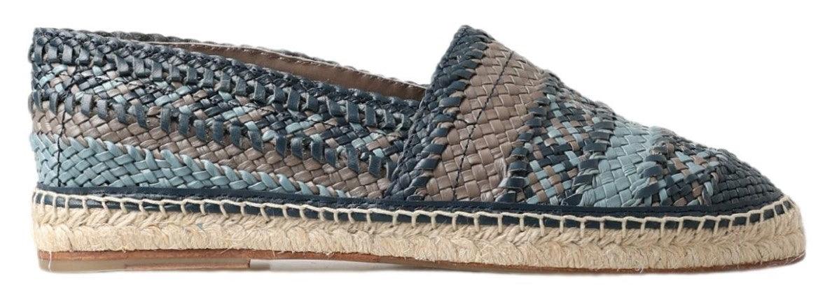 Dolce & Gabbana Blue Gray Leather Buffalo Espadrille Shoes - Ellie Belle