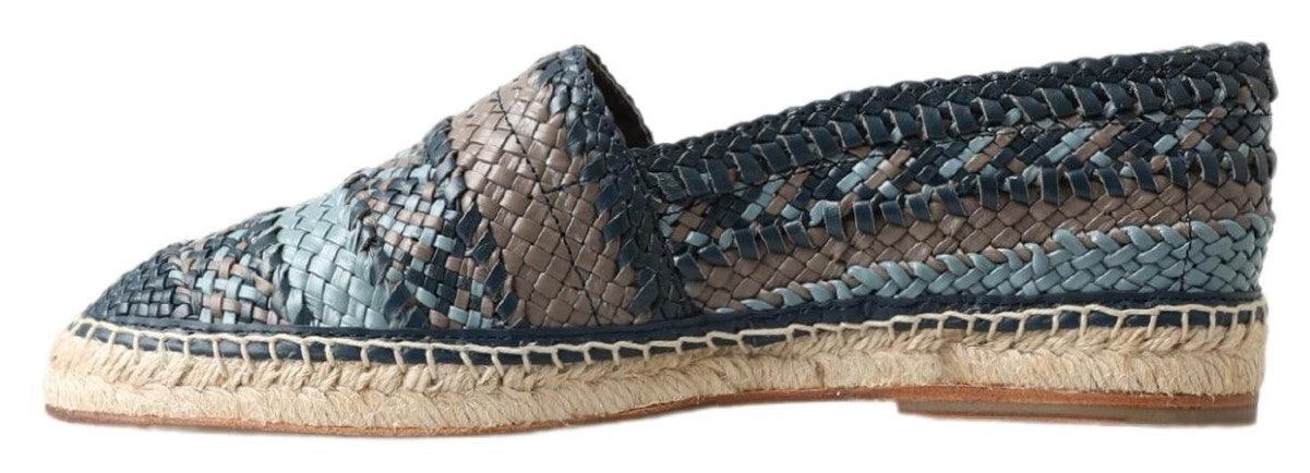 Dolce & Gabbana Blue Gray Leather Buffalo Espadrille Shoes - Ellie Belle