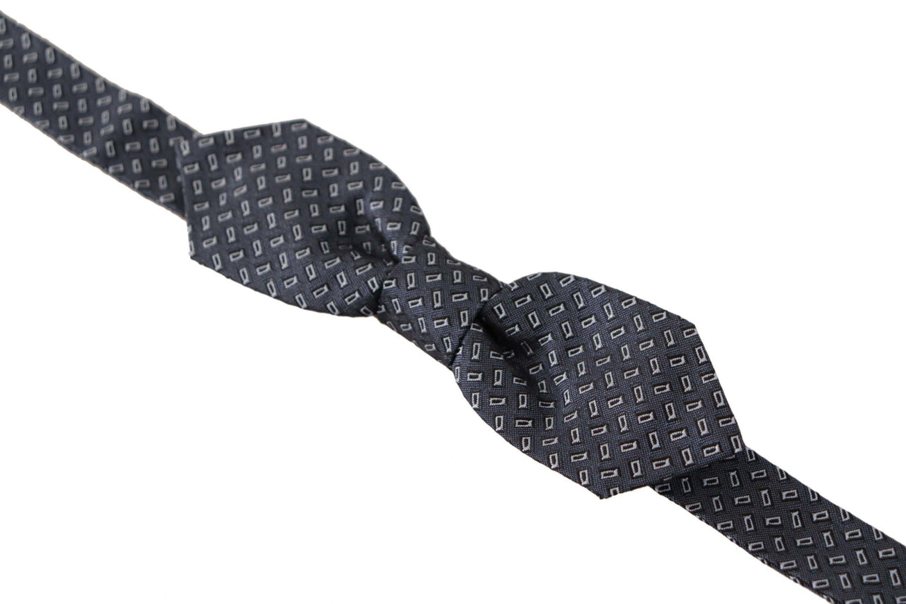 Dolce & Gabbana Blue Gray Polka Dot 100% Silk Neck Papillon Tie - Ellie Belle