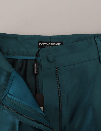 Dolce & Gabbana Blue Green Silk High Waist Hot Pants Shorts - Ellie Belle