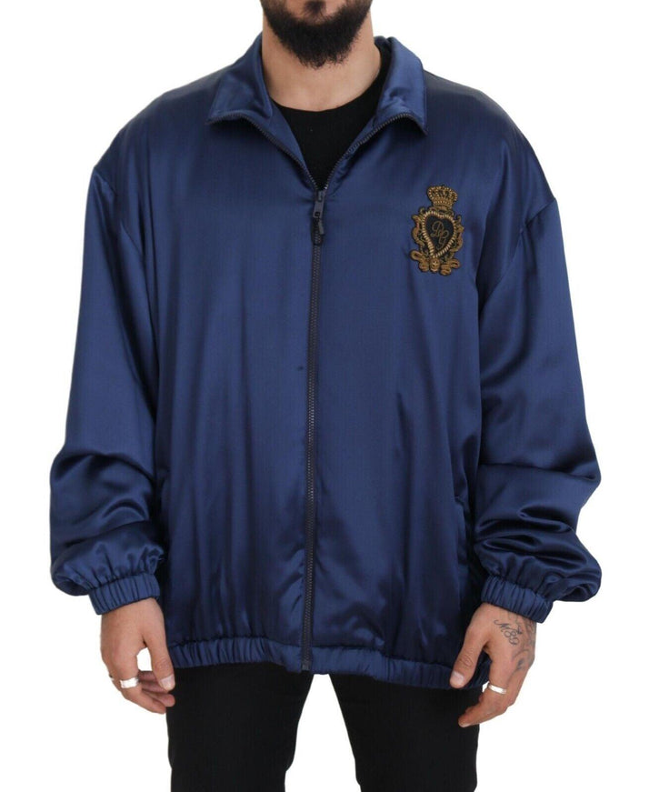 Dolce & Gabbana Blue Heraldic Patch Full Zip KHALED Jacket - Ellie Belle