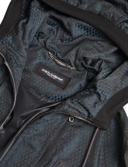Dolce & Gabbana Blue Hooded Polyester Full Zip Men Jacket - Ellie Belle