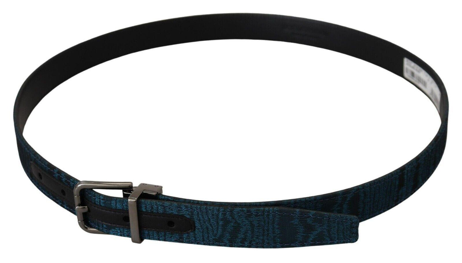 Dolce & Gabbana Blue Jacquard Moire Silver Metal Belt Men - Ellie Belle