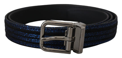 Dolce & Gabbana Blue Jacquard Stripe Silver Buckle Belt - Ellie Belle
