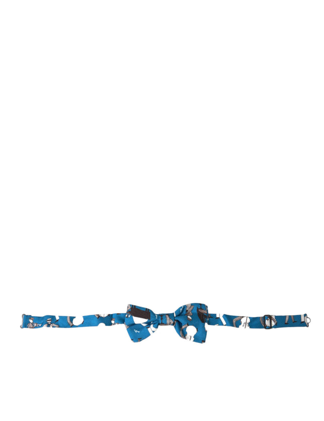 Dolce & Gabbana Blue Jazz Club Silk Adjustable Neck Papillon Bow Tie - Ellie Belle