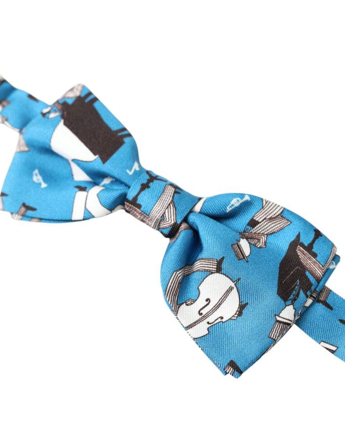 Dolce & Gabbana Blue Jazz Club Silk Adjustable Neck Papillon Bow Tie - Ellie Belle