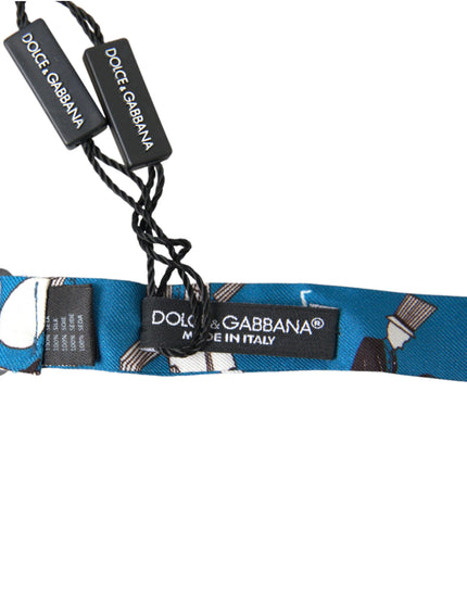 Dolce & Gabbana Blue Jazz Club Silk Adjustable Neck Papillon Bow Tie - Ellie Belle