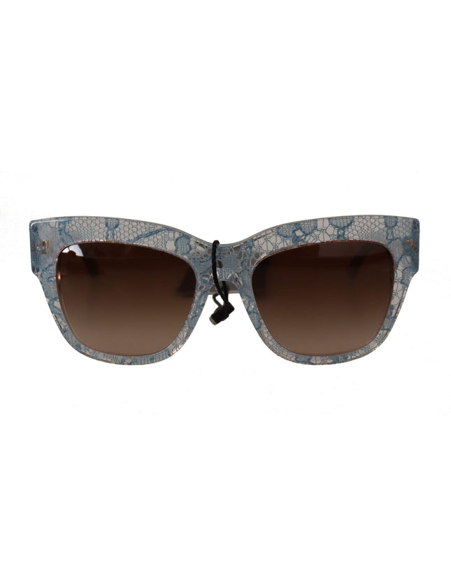 Dolce & Gabbana Blue Lace Acetate Rectangle Shades Sunglasses - Ellie Belle