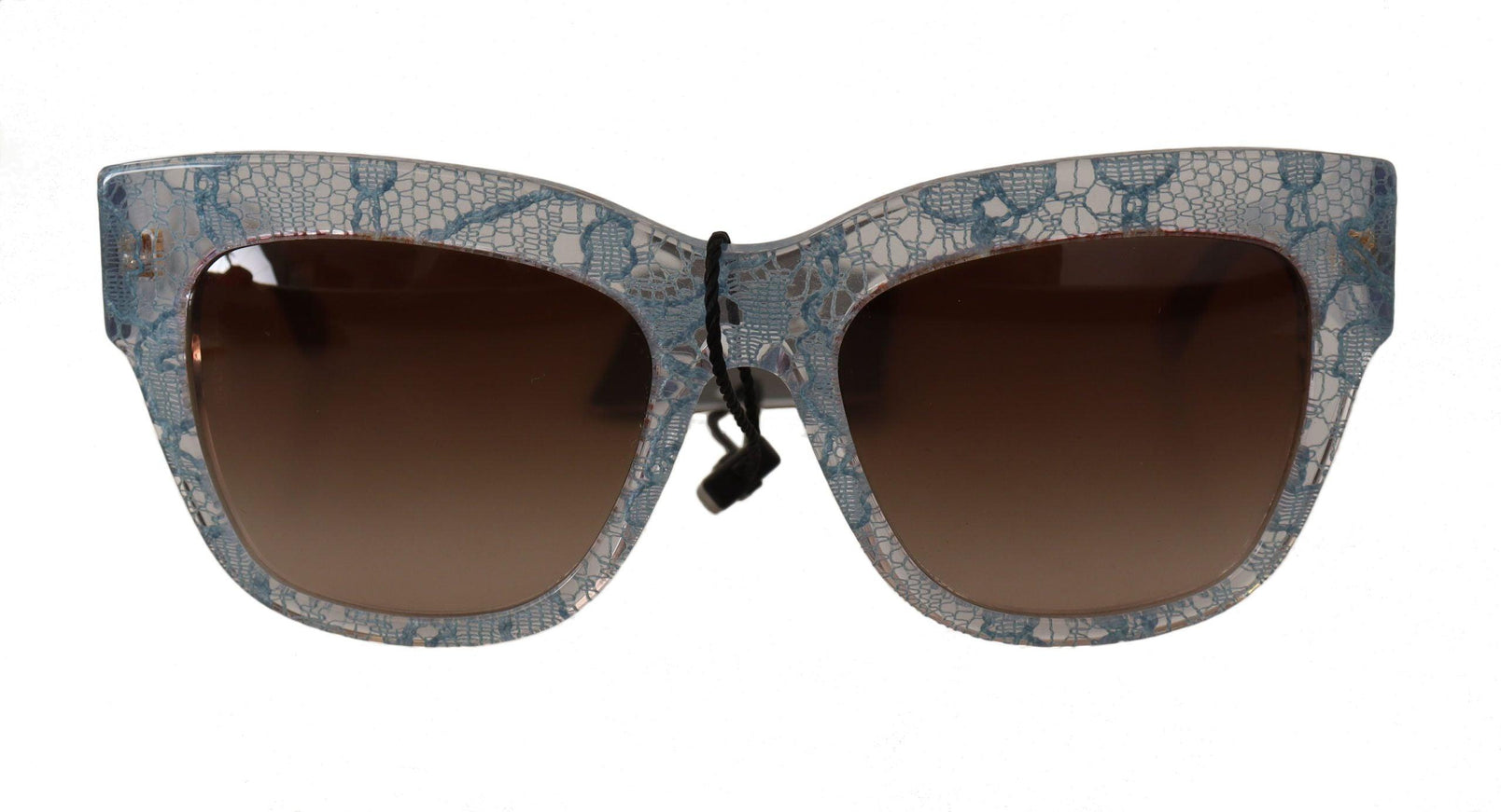 Dolce & Gabbana Blue Lace Acetate Rectangle Shades Sunglasses - Ellie Belle