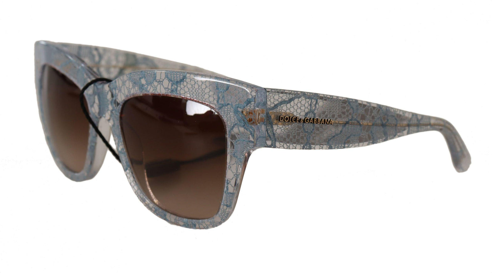 Dolce & Gabbana Blue Lace Acetate Rectangle Shades Sunglasses - Ellie Belle