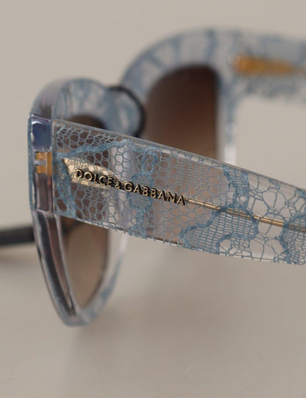 Dolce & Gabbana Blue Lace Acetate Rectangle Shades Sunglasses - Ellie Belle