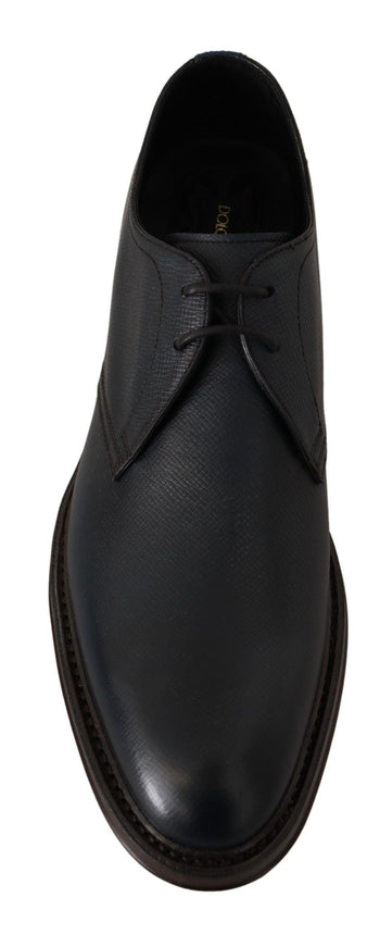 Dolce & Gabbana Blue Leather Derby Formal Shoes - Ellie Belle