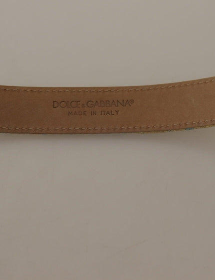 Dolce & Gabbana Blue Leather DG Logo Baroque Gold Metal Buckle Belt - Ellie Belle