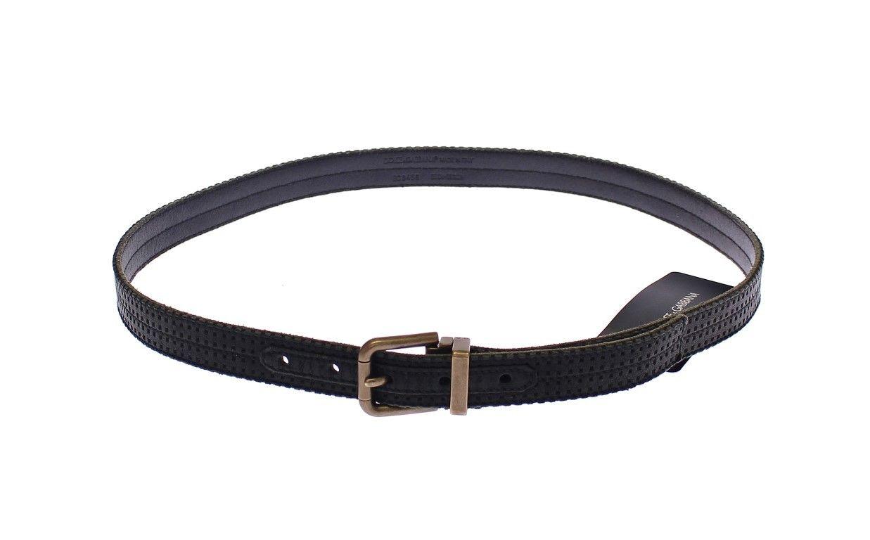 Dolce & Gabbana Blue Leather Logo Belt - Ellie Belle