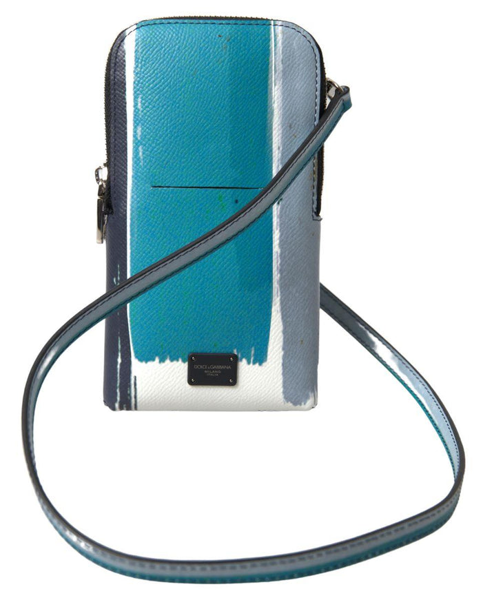 Dolce & Gabbana Blue Leather Men Purse Crossbody Sling Phone Bag - Ellie Belle