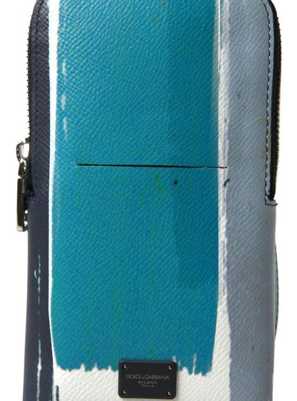 Dolce & Gabbana Blue Leather Men Purse Crossbody Sling Phone Bag