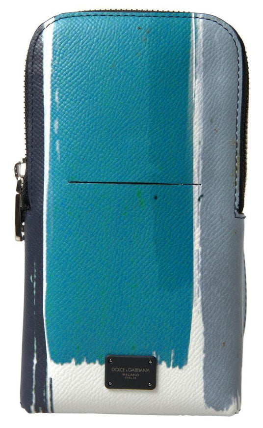 Dolce & Gabbana Blue Leather Men Purse Crossbody Sling Phone Bag - Ellie Belle