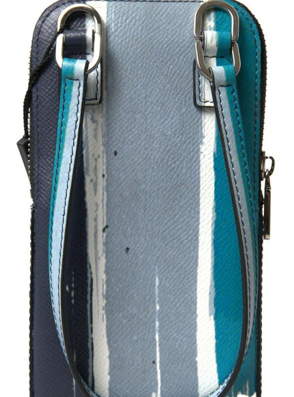Dolce & Gabbana Blue Leather Men Purse Crossbody Sling Phone Bag