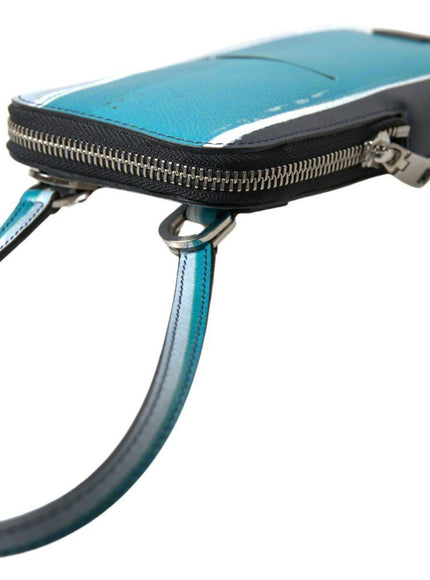 Dolce & Gabbana Blue Leather Men Purse Crossbody Sling Phone Bag