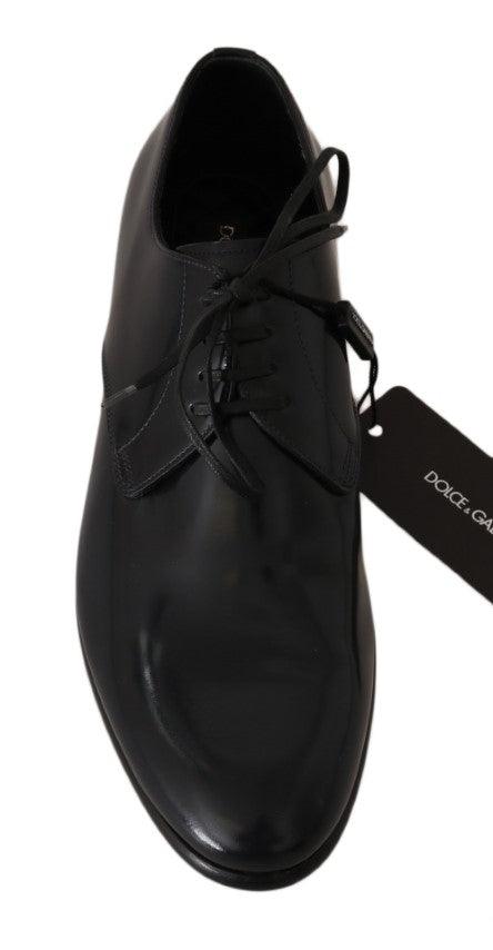 Dolce & Gabbana Blue Leather Polished Dress Derby Shoes - Ellie Belle