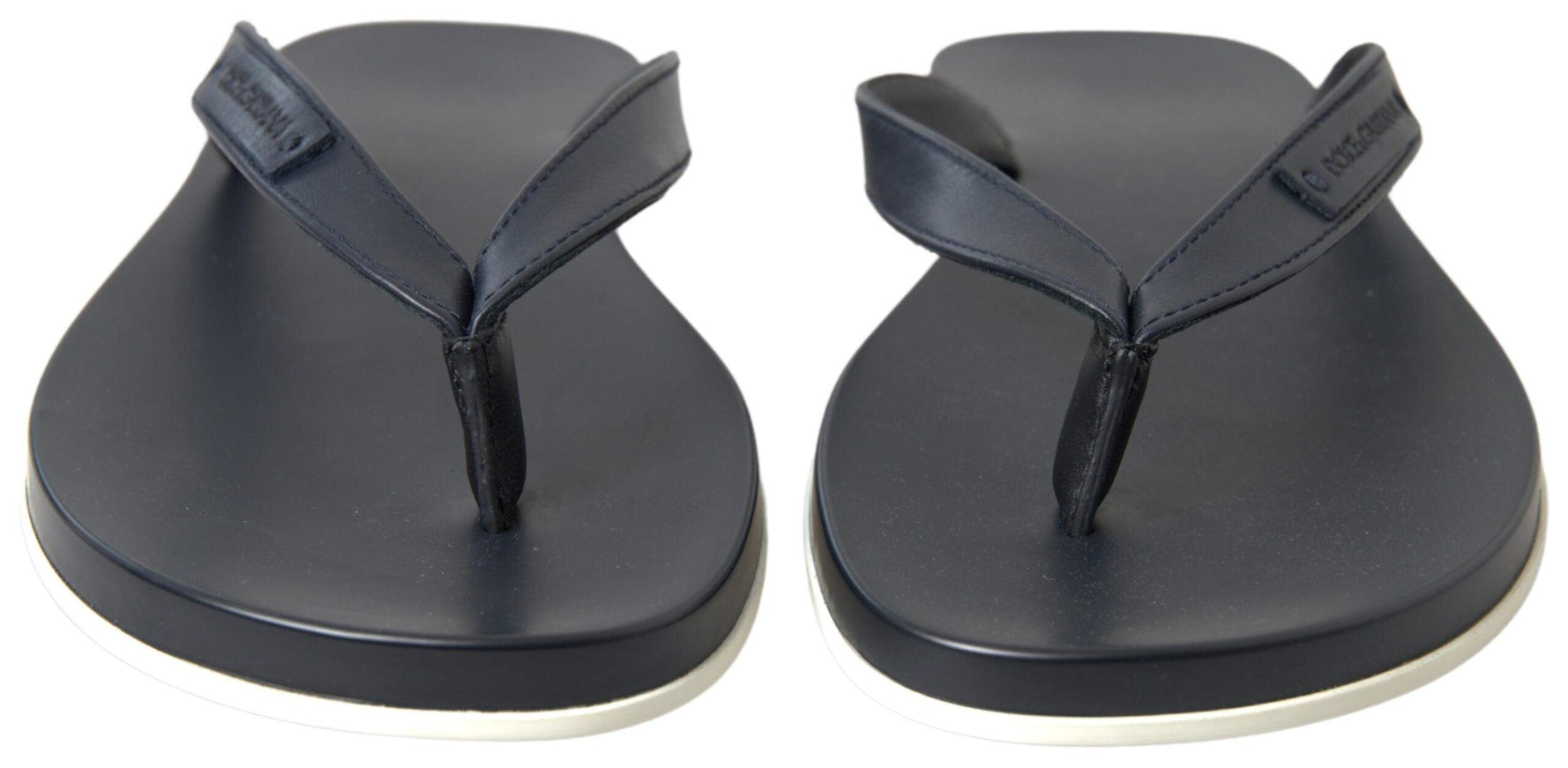 Dolce & Gabbana Blue Leather Sandals Slippers Beachwear Men Shoes - Ellie Belle