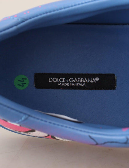 Dolce & Gabbana Blue Leather Sneakers Casual Handpainted Shoes - Ellie Belle