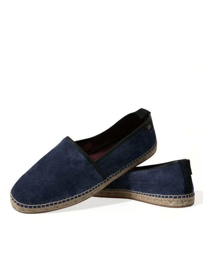 Dolce & Gabbana Blue Leather Suede Slip On Espadrille Shoes - Ellie Belle