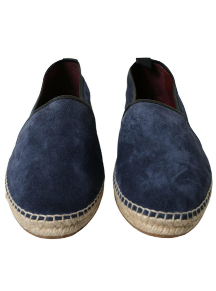 Dolce & Gabbana Blue Leather Suede Slip On Espadrille Shoes - Ellie Belle