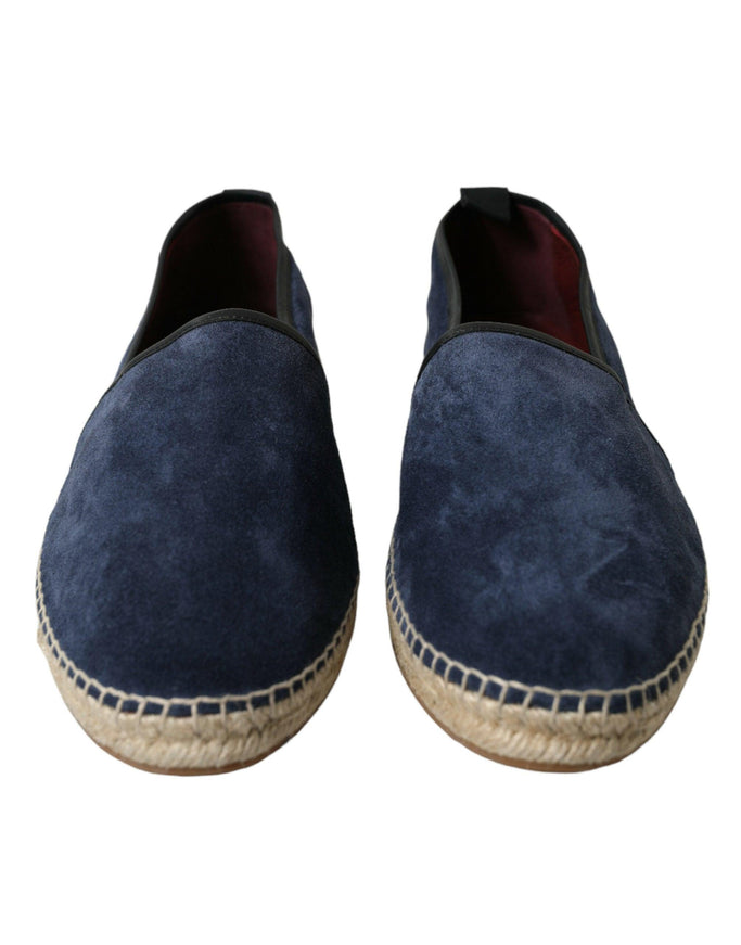 Dolce & Gabbana Blue Leather Suede Slip On Espadrille Shoes - Ellie Belle