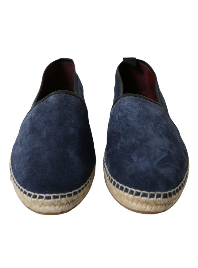 Dolce & Gabbana Blue Leather Suede Slip On Espadrille Shoes - Ellie Belle