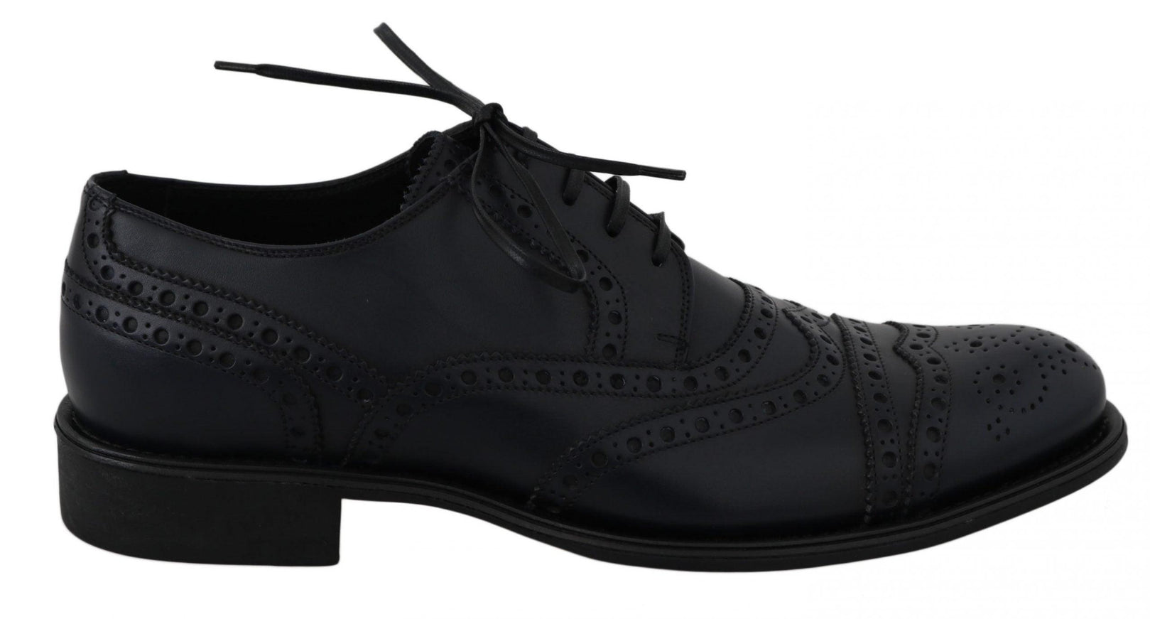 Dolce & Gabbana Blue Leather Wingtip Derby Formal Shoes - Ellie Belle