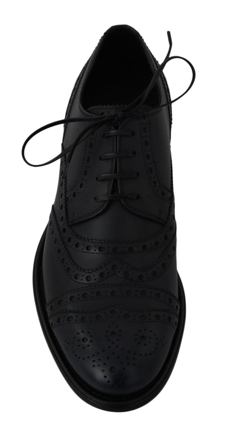 Dolce & Gabbana Blue Leather Wingtip Derby Formal Shoes - Ellie Belle