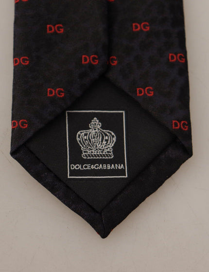Dolce & Gabbana Blue Leopard Print DG 100% Silk Accessory Tie - Ellie Belle