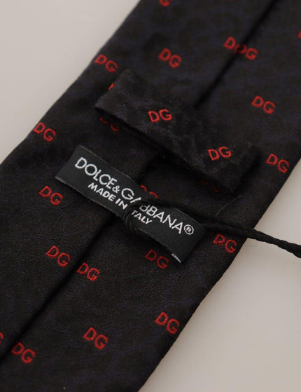 Dolce & Gabbana Blue Leopard Print DG 100% Silk Accessory Tie - Ellie Belle